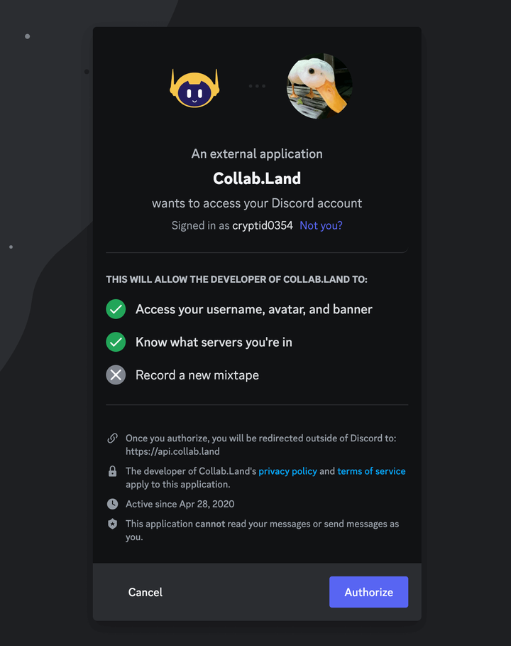 Login via Discord